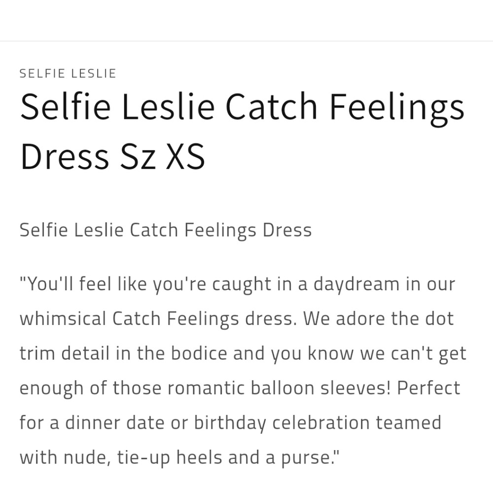NWT SELFIE LESLIE CATCH FEELINGS MINIDRESS XS - Picture 9 of 13